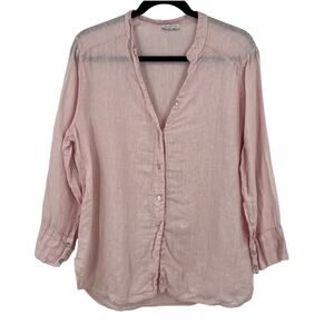 Suzy D Light Pink 100% Linen Blend Button Front Blouse Long Sleeve Women's XL
